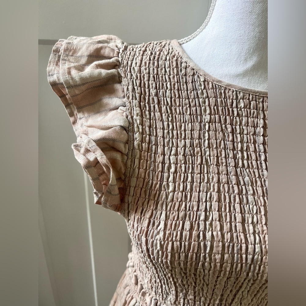 Storia Boutique Striped Capped Sleeves Midi Dress - Picture 9 of 11